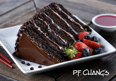 P.F. Chang's Great Wall of Chocolate, a decadent, six-layer frosted chocolate cake. (Photo: Business Wire)