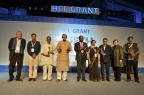Shri Arun Jaitley, Hon’ble Union Minister of Finance and Corporate Affairs, with the winners of HCL Grant 2017, Shiv Nadar and Robin Abrams (Photo: Business Wire)