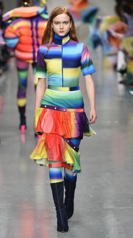 Inspired by the colors and shapes of Post-it Products, Fyodor Golan Autumn/Winter 2017 at LFW (Photo: Fyodor Golan)