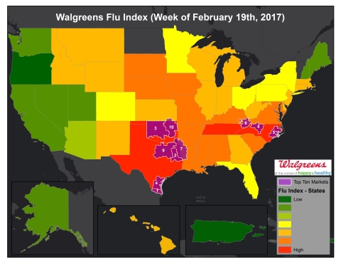 Walgreens Flu Index (Week of February 19, 2017) (Graphic: Business Wire)