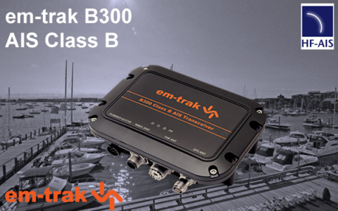 The em-trak B300 AIS Class B - ruggedized, water and weatherproof transceiver with integrated GPS antenna (Photo: Business Wire)