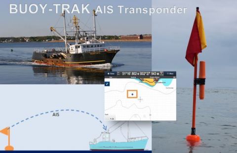 BUOY-TRAK, the world's first and only fully certified and approved fishing buoy AIS tracking transponder (Photo: Business Wire)