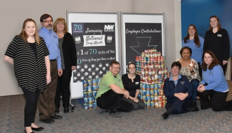 Northwest Federal employees with the first of 70 Acts of We—700 cans of soup for those in need. (Photo: Business Wire)