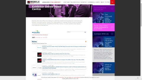 Business Wire will be making breaking exhibitor news releases available through the Mobile World Congress Exhibitor Online News Centre. (Photo: Business Wire)