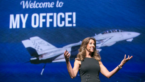 CONNECT keynote speaker and first female F-14 Tomcat fighter pilot in the U.S., Carey Lohrenz. (Photo: Business Wire)