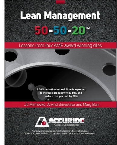 Accuride publishes new book, "Lean Management 50-50-20," as a guide to Lean implementation in paperback and e-book formats. (Photo: Business Wire)