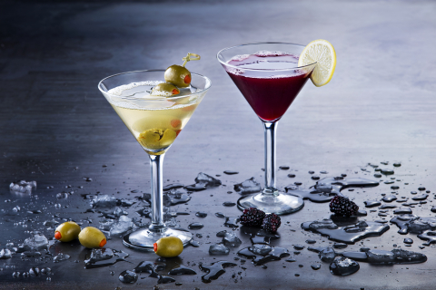 P.F. Chang's classic Dirty Olive Martini and Blackberry Spice Martini. (Photo: Business Wire)