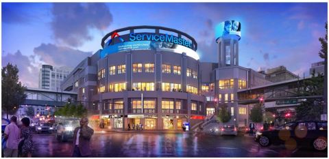 ServiceMaster will occupy the former Peabody Place mall adjacent to the historic Peabody Hotel and join the revitalization of downtown Memphis. Approximately 1,200 employees and contractors are expected to move in at the end of 2017. (Photo: Business Wire)