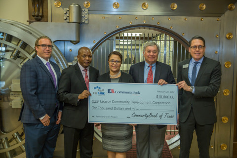 Deputy District Director Blake Hopper from the office of U.S. Representative Randy Weber (District 14) attended a check presentation today celebrating $10,000 in Partnership Grant Program funds, awarded to Legacy Community Development Corporation from CommunityBank of Texas and FHLB Dallas. (Photo: Business Wire)
