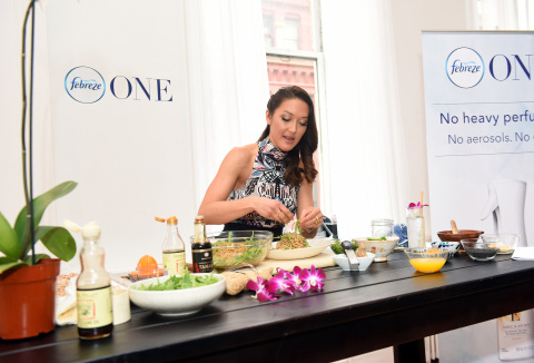 Celebrity chef and wellness journalist Candice Kumai celebrates the launch of Febreze ONE at a cooking demonstration inspired by and incorporating the product's single-note scents, Bamboo, Orchid and Mandarin, Tuesday, Feb. 28, 2017, in New York. Febreze ONE's two-in-one formula gently cleans away odors from both the air and fabric with no heavy perfumes, no aerosols and no dyes. (Photo by Diane Bondareff/Invision for Febreze/AP Images)