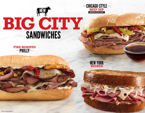Arby's Big City Sandwiches include Chicago-Style Beef Dip, Fire-Roasted Philly and New York Reuben (Photo: Business Wire)