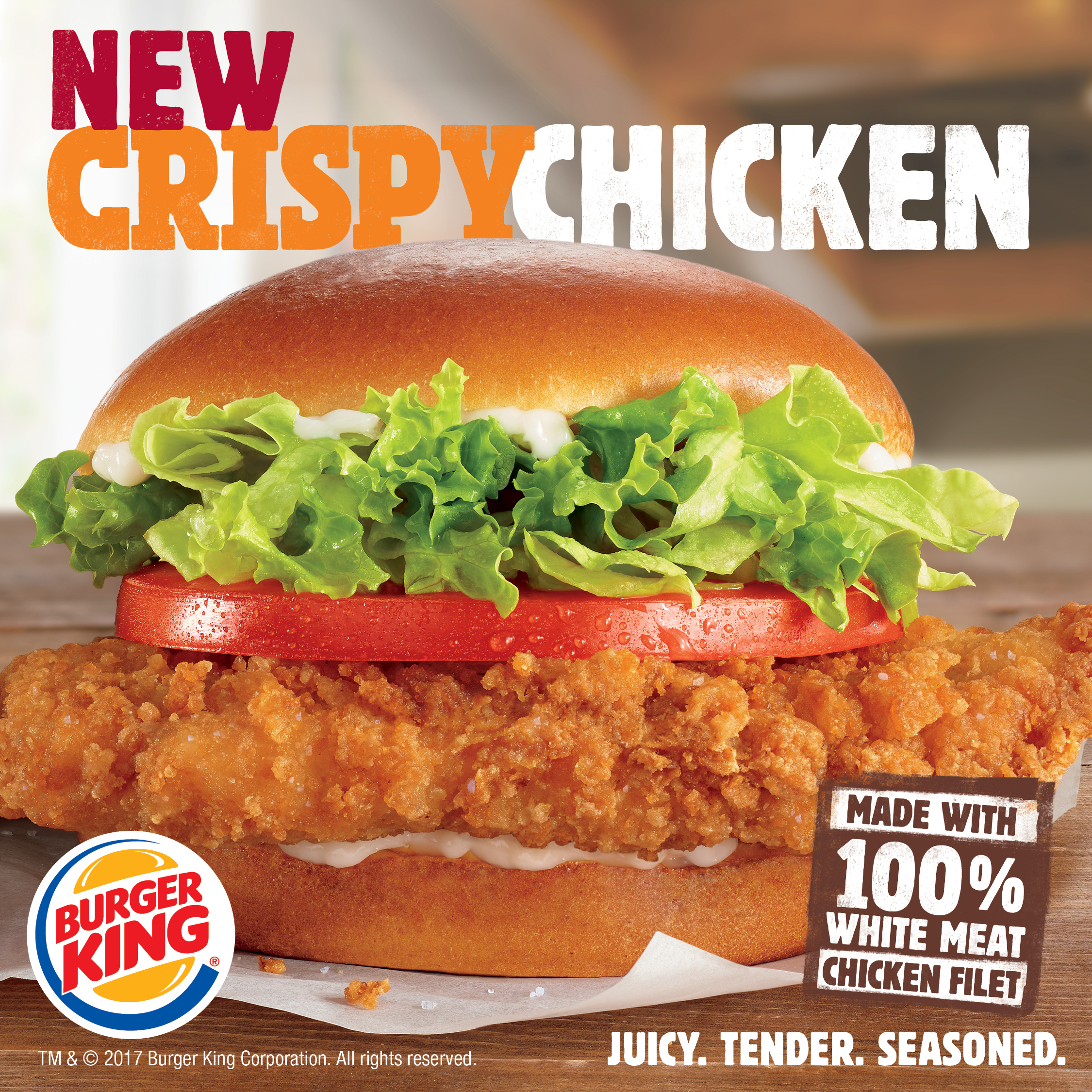 New Crispy Chicken Sandwich Made with Seasoned 100% White Meat Filet