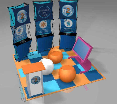 In the n2y display at the SXSWedu Playground, visitors will be able to use tablets and whiteboards to see how teachers use n2y’s interactive lessons, online newspaper and symbol-based language to engage students with complex needs (Photo: Business Wire)
