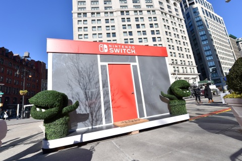 In this photo provided by Nintendo of America, the Nintendo Switch in Unexpected Places is set against the backdrop of New York City at Madison Square Park. The versatility of the Nintendo Switch system allows consumers to play in a variety of settings, from the comfort of their own living room to any location imaginable. The new Nintendo Switch home gaming system is available worldwide now. (Photo: Nintendo of America)
