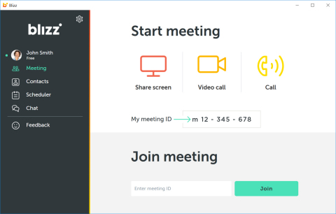 No sign-in required: start a meeting directly from the App, from Outlook via the Blizz integration or via a web-interface at www.blizz.com (Graphic: Business Wire)