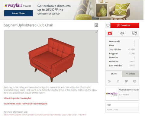 Wayfair's 3D Model Library Now Available in SketchUp's 3D Warehouse (Photo: Business Wire)