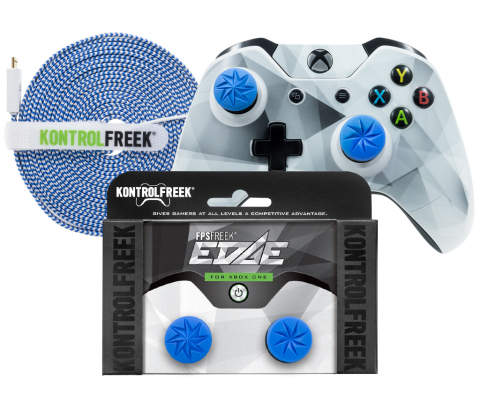 KontrolFreek launched the KontrolFreek Edge Collection, which includes the FPS Freek Edge Performance Thumbsticks, a KontrolFreek Ice Shield – which let gamers customize the look of first-party Xbox One and PlayStation 4 controllers without expensive paint jobs or messy DIY projects – and a blue KontrolFreek 12FT Gaming Cable. The KontrolFreek Edge Collection is available for PlayStation 4 and Xbox One exclusively through KontrolFreek.com for $32.99 USD. (Photo: Business Wire)