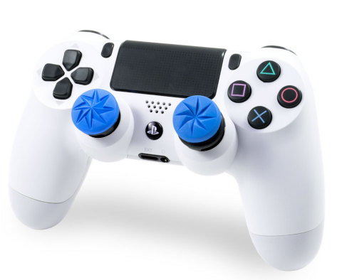 The striking blue KontrolFreek FPS Freek Edge Performance Thumbstick set features a sharp, eight contact-point design that is laser-etched for exceptional grip. It pairs two different height thumbsticks for maximum comfort and accuracy. FPS Freek Edge is available for PlayStation 4 and Xbox One at KontrolFreek.com for $14.99 USD.