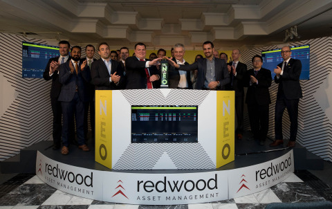 Redwood Asset Management (“Redwood”), a wholly owned subsidiary of Purpose Investments Inc. (“Purpose”), including Redwood President, Peter Shippen, and Som Seif, founder and Chief Executive Officer, Purpose, joined Jos Schmitt, President and Chief Executive Officer, Aequitas NEO Exchange Inc. (“NEO Exchange” or “NEO”), to open the market in celebration of the launch of two new ETFs, consisting of three ETF listings on NEO. These are the first Redwood ETFs to be launched on the public markets, and will provide investors with a suite of ETF solutions managed by best-in-class specialist investment boutiques. Redwood becomes the fourth ETF issuer to list securities on NEO. The actively managed Redwood ETF listings that began trading on NEO on March 15, 2017, are Redwood Floating Rate Preferred Fund (RPS) and Redwood U.S. Preferred Share Fund (RPU, RPU.B). (Photo: Business Wire)