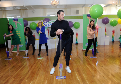 "Dancing with the Stars" sensation Maksim Chmerkovskiy teaches dance moves to guests to celebrate Swiffer's 18th birthday, demonstrating how #adulting and cleaning is easy with Swiffer, Thursday, March 16, 2017, in New York. (Photo by Diane Bondareff/Invision for Swiffer/AP Images)