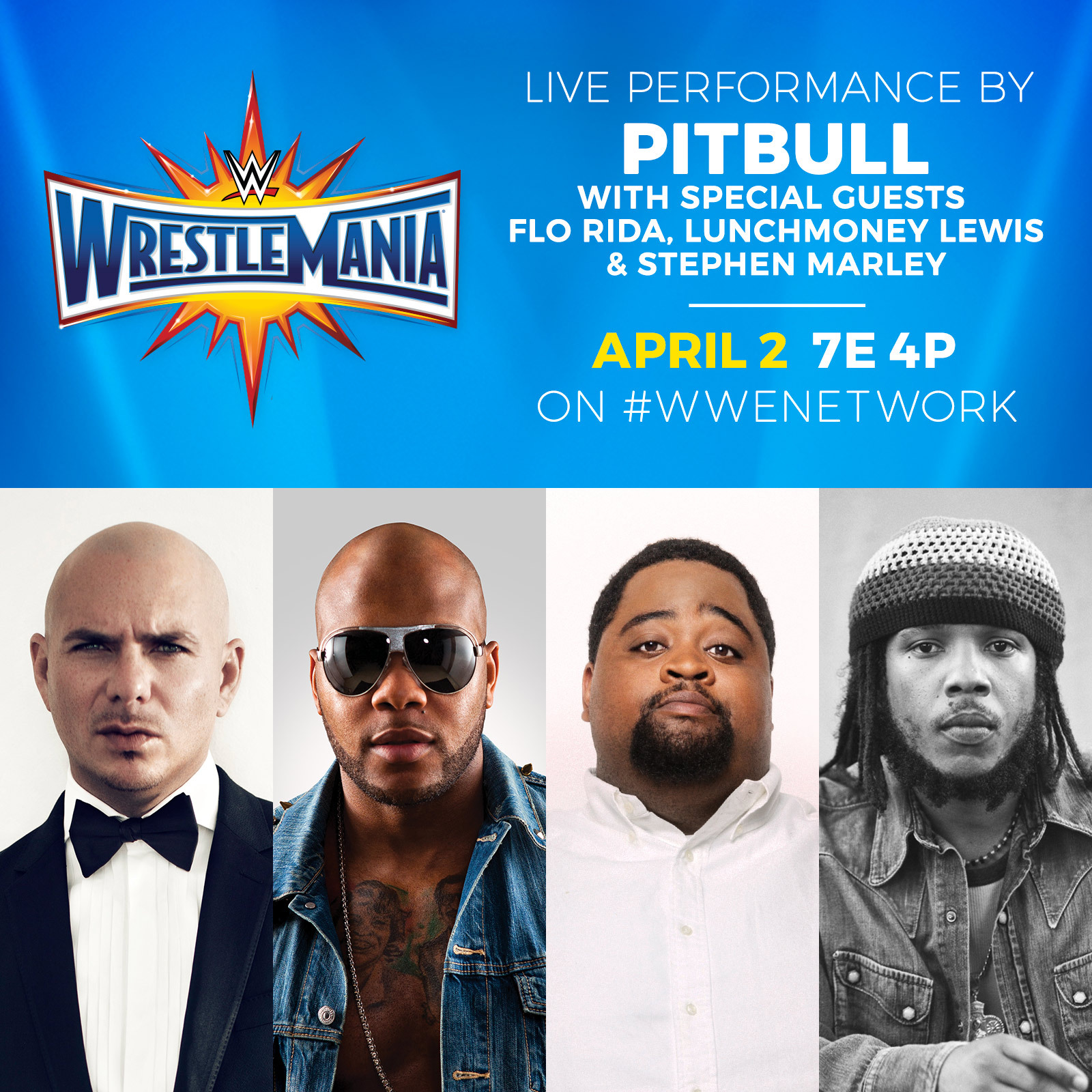 Pitbull Flo Rida Stephen Marley And Lunchmoney Lewis To Perform At Wrestlemania Business Wire