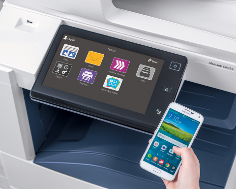 Xerox AltaLink C8035 user interface: With Xerox ConnectKey technology's flexible design, device interfaces are customizable to provide only the apps used most - including specific one-touch workflows to or from cloud or network locations. (Photo: Business Wire)