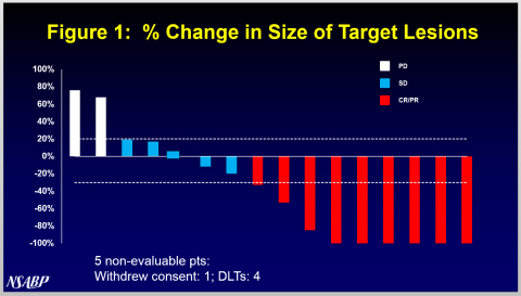 A waterfall plot showing "% Change in Size of Target Lesions" from Puma Biotechnology's FB-10 Trial in HER2-positive metastatic breast cancer is attached. (Graphic: Business Wire)