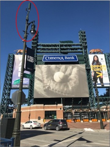 To increase capacity and enhance network coverage, Sprint has added dozens of small cells sites that attach to utility poles and lamp posts near public venues in downtown Detroit. (Photo: Business Wire)