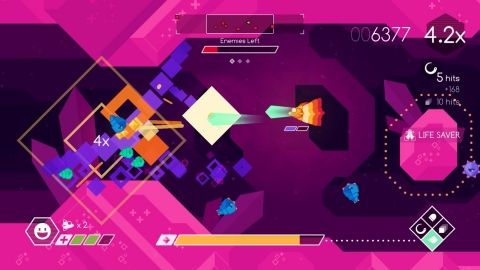 Skillfully pilot the Graceful Explosion Machine, a fighter ship armed with a ludicrously overpowered quad-weapon array. Lost in deep space, you’ll shoot, dash and combo your way through jewel-hued alien worlds, fighting crystalline enemies to find a way home. (Photo: Business Wire)