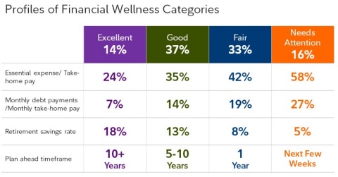 Profiles of Financial Wellness categories (Photo: Business Wire) 