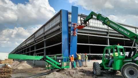 Iconic blue panels to transform future IKEA Jacksonville as construction progresses on store opening fall 2017. (Photo: Business Wire)