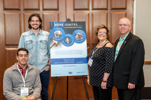 The speakers from the Octapharma USA sponsored program "Hope Ignites: Stories to Inspire," during the Hemophilia Federation of America Annual Symposium, are (from left) Seth Rojhani, Patrick James Lynch, Debra Basa, and Tony Basa. (Photo: Business Wire)