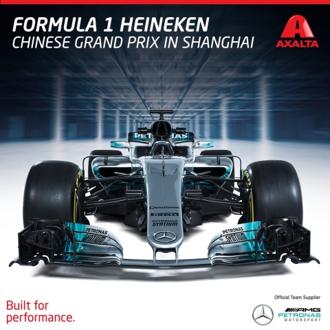 Axalta was an Official Team Supplier to Mercedes-AMG Petronas Motorsport at the 2017 Formula One(TM) Heineken Chinese Grand Prix in Shanghai (Photo: Axalta)