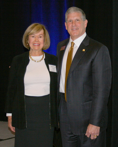 Connie Codding, executive vice president of Codding Enterprises and president of the Codding Foundation with Gary Hartwick, president and CEO of Exchange Bank. (Photo: Business Wire)