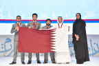 From right to left: Her Excellency Sheikha Hind bint Hamad Al Thani, Abdurrahman Al Qabisi, Baara' Darar, Anas Rasras and Hamed Hussein (Photo: ME NewsWire)