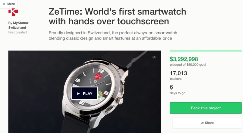 MyKronoz ZeTime World s Most Funded Hybrid Smartwatch Raised over