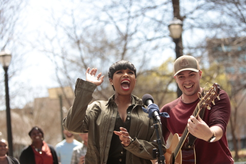 Jennifer Hudson and Alex Guthrie appear in a new :30 TV spot for American Family Insurance. (Photo credit Bil Zelman)