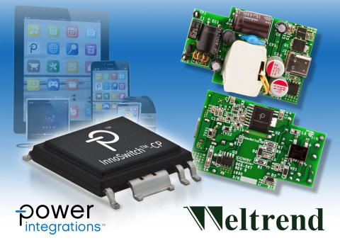 Power Integrations 和 偉詮電子宣布推出智慧型行動裝置適用的 18 W USB PD 快速充電器參考設計 (照片：美國商業資訊)