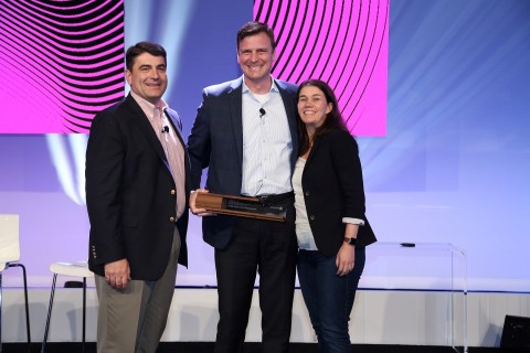 VSCM receives 2017 Retail Revolution Award from Pitney Bowes. (From left Gregg Zegras, Pitney Bowes, Casey Adams, VSCM and Lila Snyder, Pitney Bowes) (Photo: Business Wire)