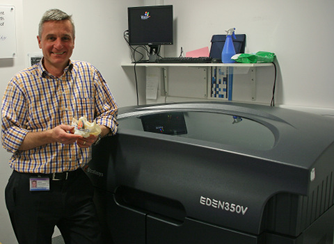 The hospital's Stratasys Objet Eden350V 3D Printer allows Consultant Maxillofacial Prosthetist Stefa ... 