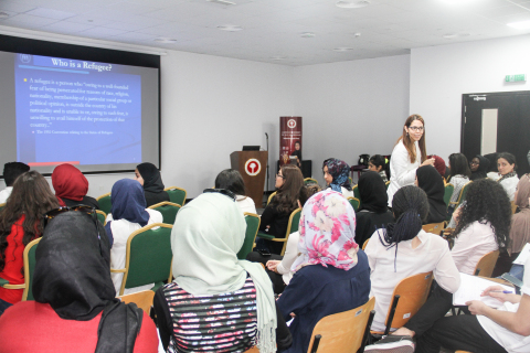 Ameera Azzam (UNHCR) interacts with AURAK students (Photo: ME NewsWire)