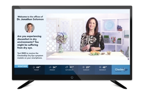 CheckedUp Explorer features engaging full-motion HD video programming and a customizable side bar that rotates from practice information and marketing to patient questions (Photo: Business Wire)