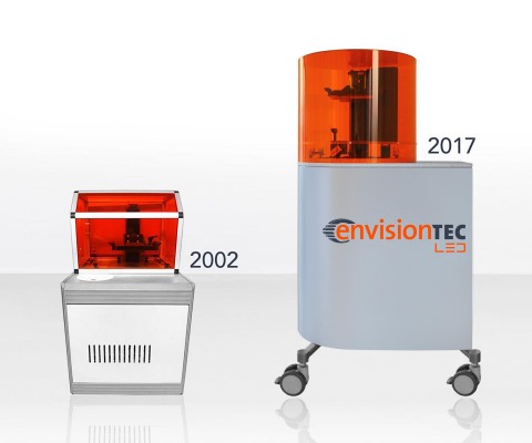 EnvisionTEC is launching its Perfactory 4 powered by custom LEDs at RAPID + TCT. The original Perfactory, a desktop 3D printer model, launched DLP technology and the company 15 years ago. (Photo: Business Wire)