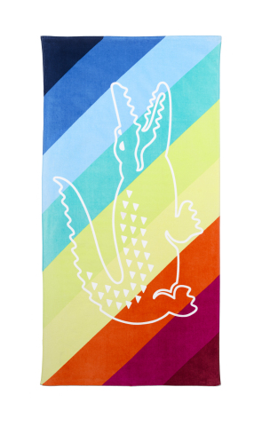 Celebrate summer with fun, eye-catching items from Macy's. Lacoste beach towel, $42. (Photo: Business Wire)