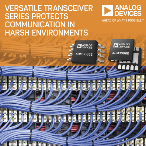 Analog Devices’ Versatile 50 Mbps RS-485 Transceiver Series Protects Communication in Harsh Environments (Graphic: Business Wire).