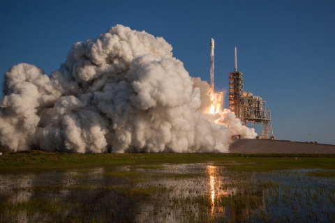 The successful launch of SES-10 on SpaceX's first ever mission using a flight-proven rocket serving Latin America for direct-to-home broadcasting as well as enterprise and mobility services- Credit: SpaceX