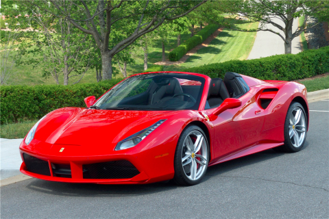 A very rare 2017 Ferrari 488 Spider with only 77 miles will cross the block at the Barrett-Jackson 2nd Annual Northeast Auction in June (Photo: Business Wire)