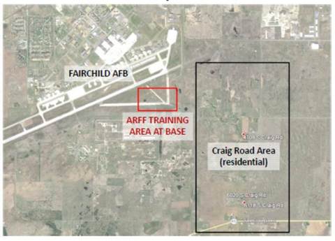 In Airway Heights, and the nearby town of Medical Lake, PFOA and PFOS chemicals may have originated from AFFF foam used at nearby Fairchild Air Force Base, since the 1970s. A number of private residential wells are also affected at levels several times higher than the EPA's Health Advisory limit. (Photo: Business Wire)