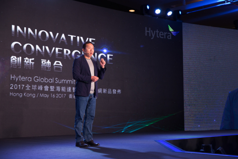 Qingzhou Chen, Founder and President of Hytera, addresses the Hytera Global Summit 2017 (Photo: Business Wire)