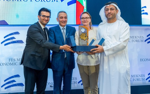 His Excellency Majid Al Mansouri Receiving Award at Fes Meknes Economic Forum in Morocco (Photo: ME NewsWire)